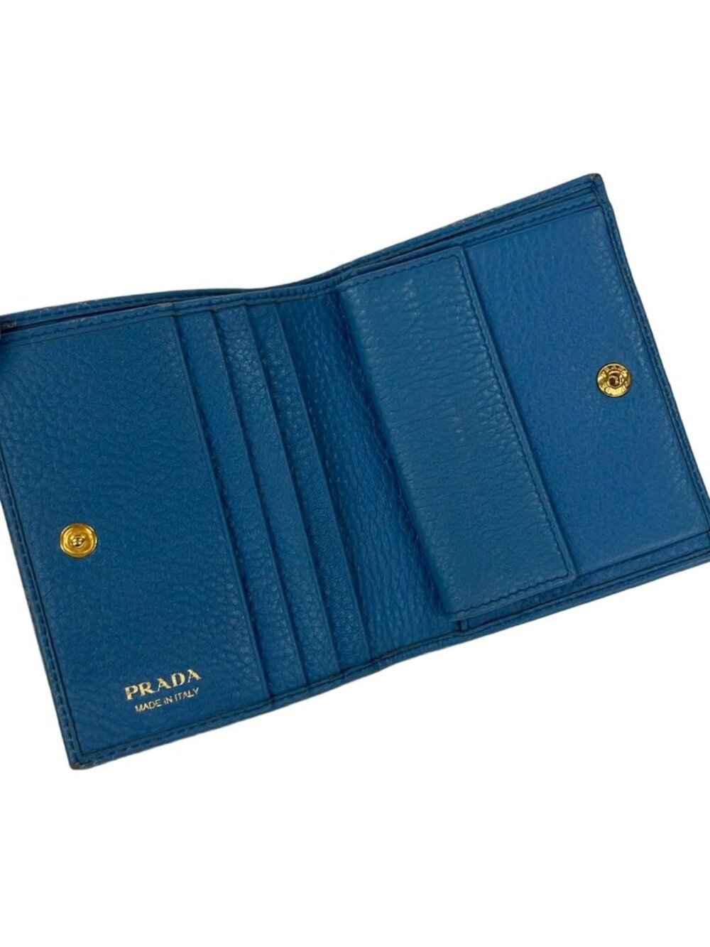 Prada Bifold Wallet Light Blue Leather - Picture 3 of 6